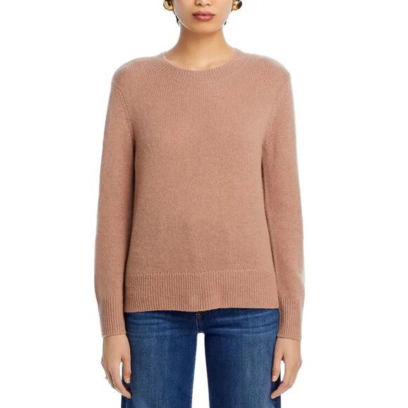 C by Bloomingdale's Women Camel Cashmere Knit Classic Crewneck Sweater Size S - Picture 2 of 6